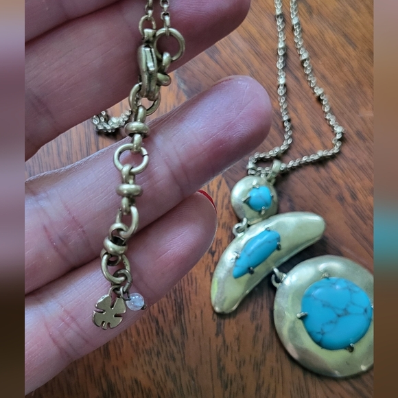 Lucky Brand Blue and Gold Necklace with Organic Pendant - Picture 4 of 6